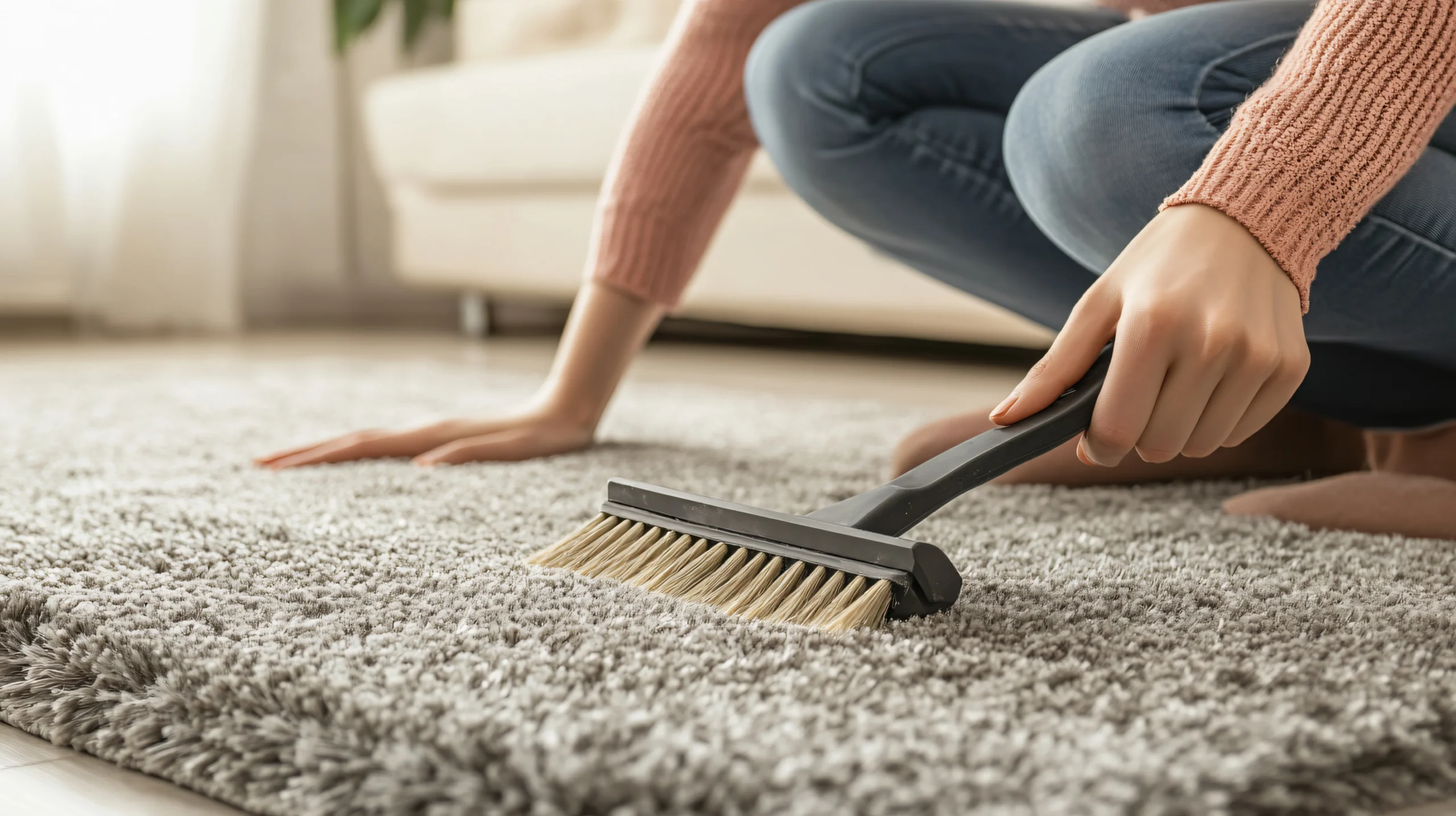 professional-woman-cleaning-carpet-with-brush-living-room-closeup